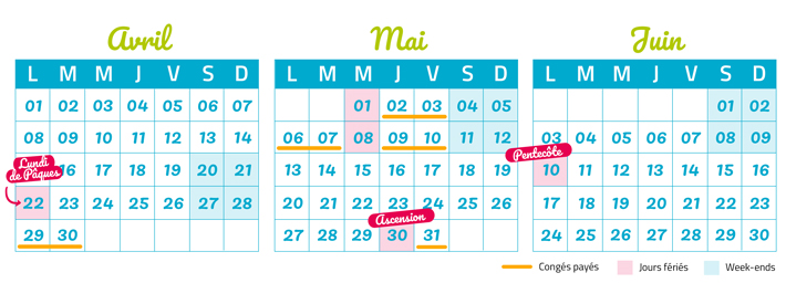 Calendrier ponts 2019