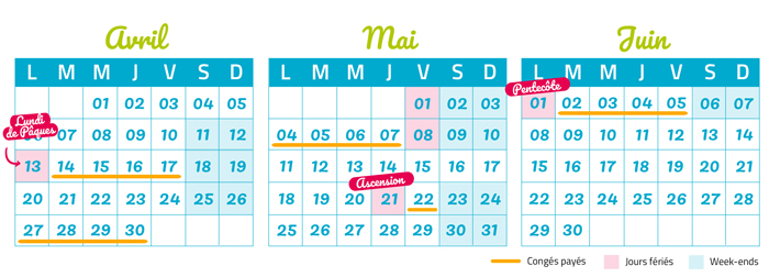Calendrier ponts 2020