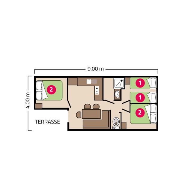 Plan mobil-home Évasion camping La Mignardière