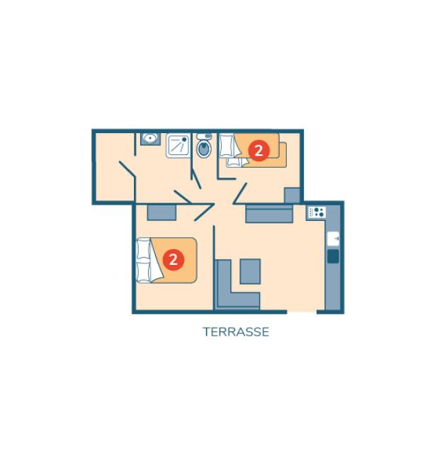 Plan appartement camping Le Petit Rocher
