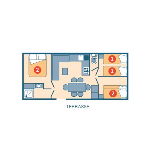 Plan mobil-home Famille camping La Corniche