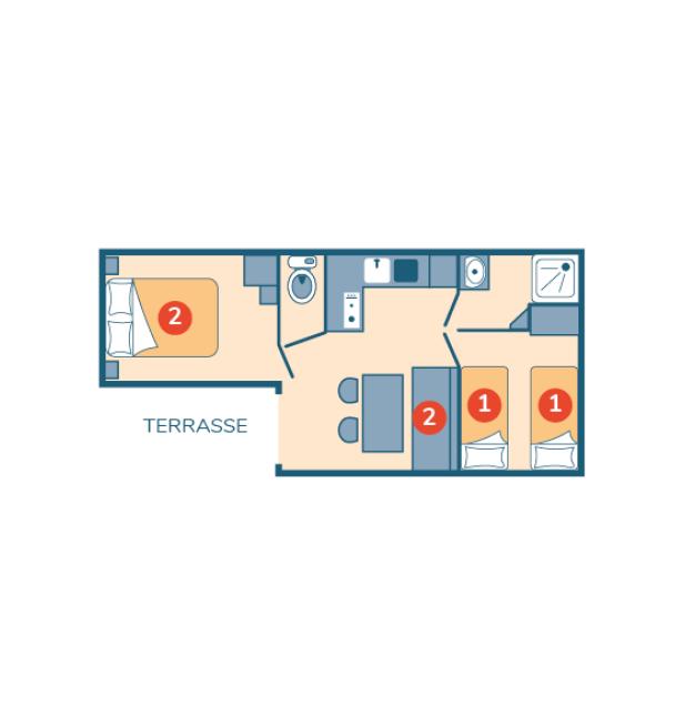 Plan mobil-home Loggia Éco camping La Corniche