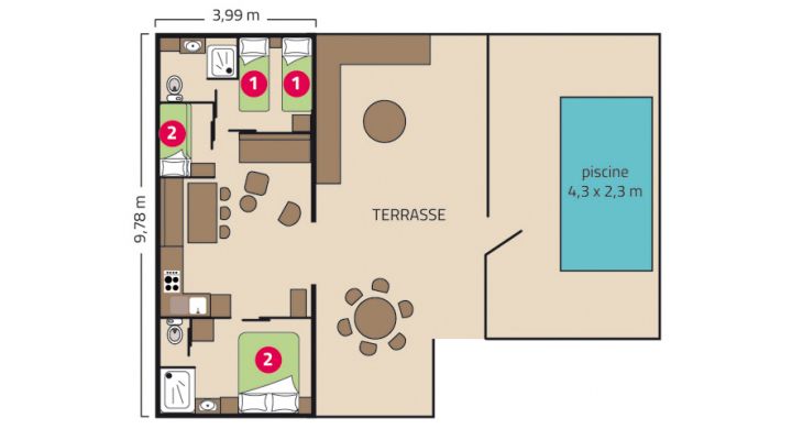 Plan Taos Prestige camping Les Peupliers