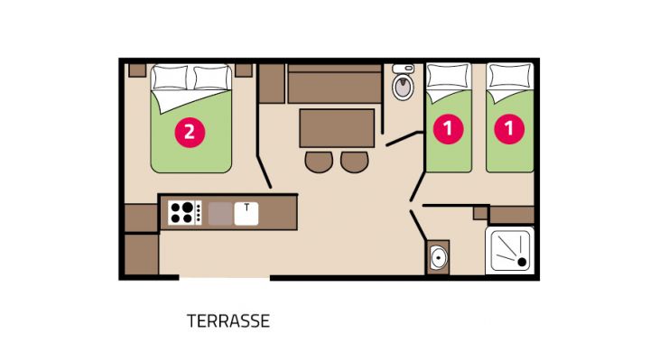 Mobil-home Bahia camping Park er Lann plan