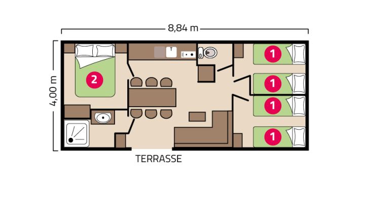 Plan Mobil home Famille Clim Camping Signol