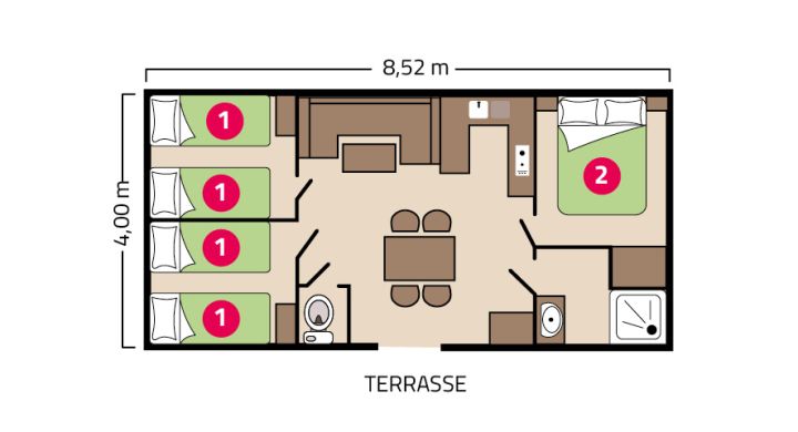 Plan Mobil home Famille Camping Signol