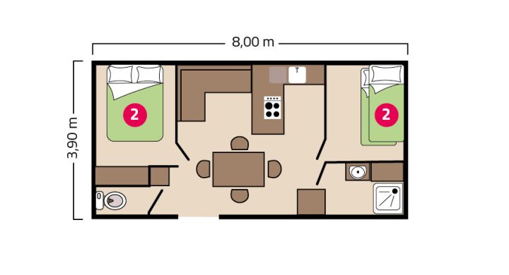 Plan mobil-home Océan Eco camping La Corniche