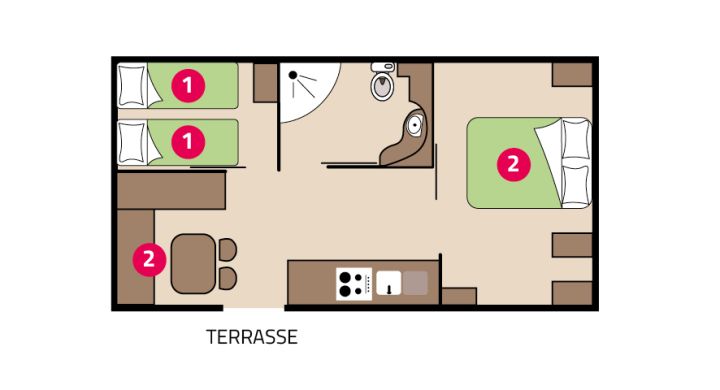 Plan mobil-home PMR Camping La Mignardière