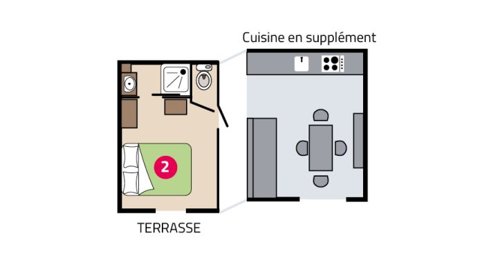 Plan chambre M'hôtel camping La Mignardière 