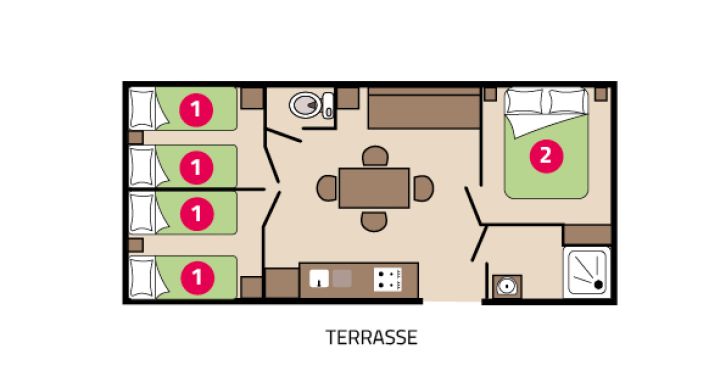 Plan mobil-home Famille camping Les Peupliers