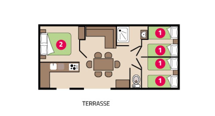 Plan mobil-home Clim Trio camping Park er Lann
