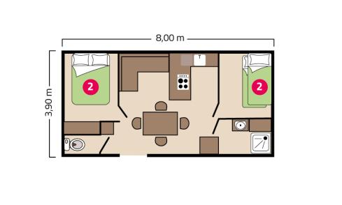 Plan mobil-home Océan Éco camping La Corniche