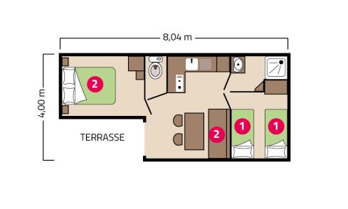 Plan mobil-home Loggia camping Le Petit Rocher