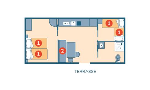 Plan mobil-home Personnes à Mobilité Réduite camping Le Petit Rocher
