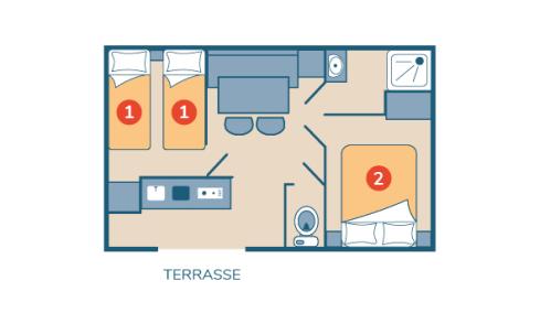 Plan mobil-home Riviera camping Le Petit Rocher