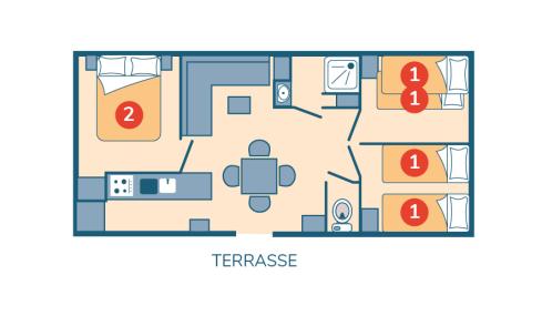 Plan mobil-home Famille Eco camping Park er Lann